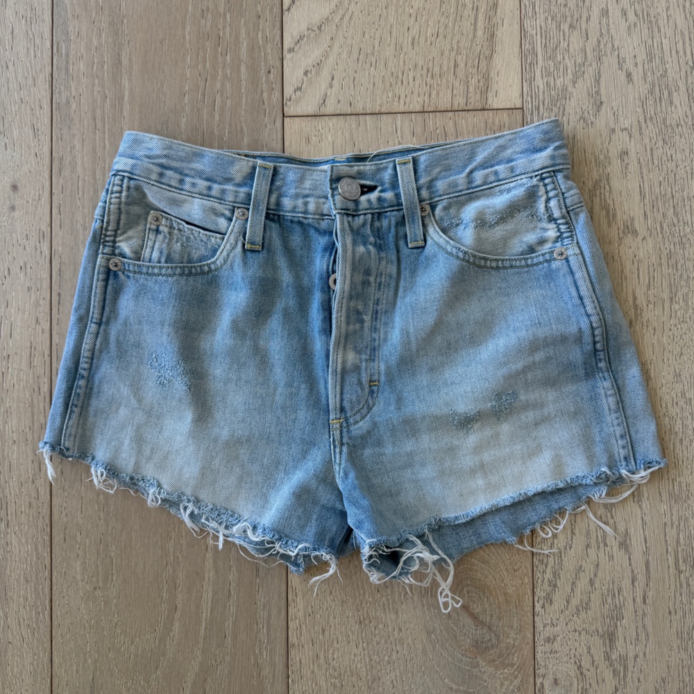 AMO Long Loverboy Cut offs Light Blue Denim Shorts